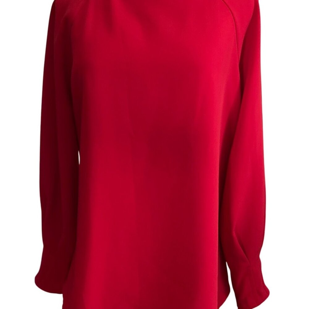 Banana Republic Red Fitted Long Sleeve Tunic Top Size Medium Occasion Office